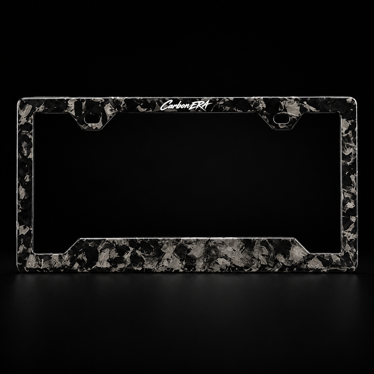 CarbonERA Black Forged Carbon License Plate Frame – front view