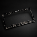 CarbonERA Black Forged Carbon License Plate Frame – angled view