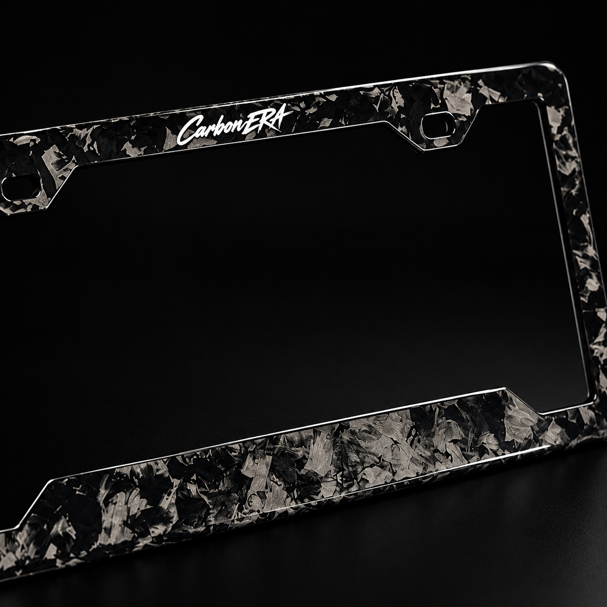 CarbonERA Black Forged Carbon License Plate Frame – material detail view