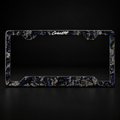 CarbonERA Blue Forged Carbon License Plate Frame – front view