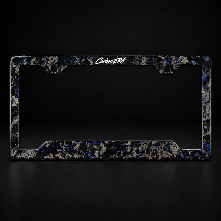 Carbon Era Blue Forged Carbon License Plate Frame