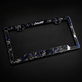 CarbonERA Blue Forged Carbon License Plate Frame – angled view