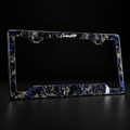 CarbonERA Blue Forged Carbon License Plate Frame – standing product view