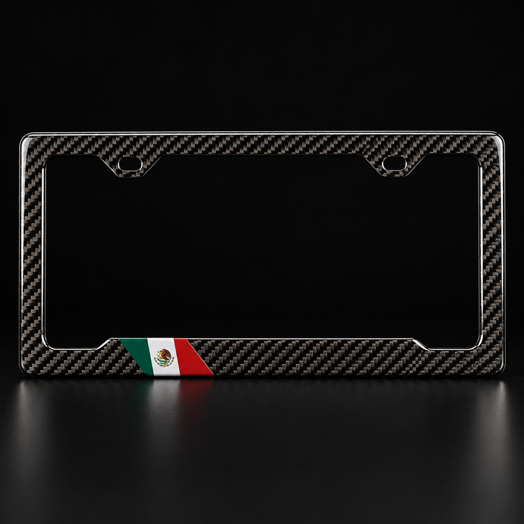 Carbon Era Gloss4K Mexican Flag License Plate Frame
