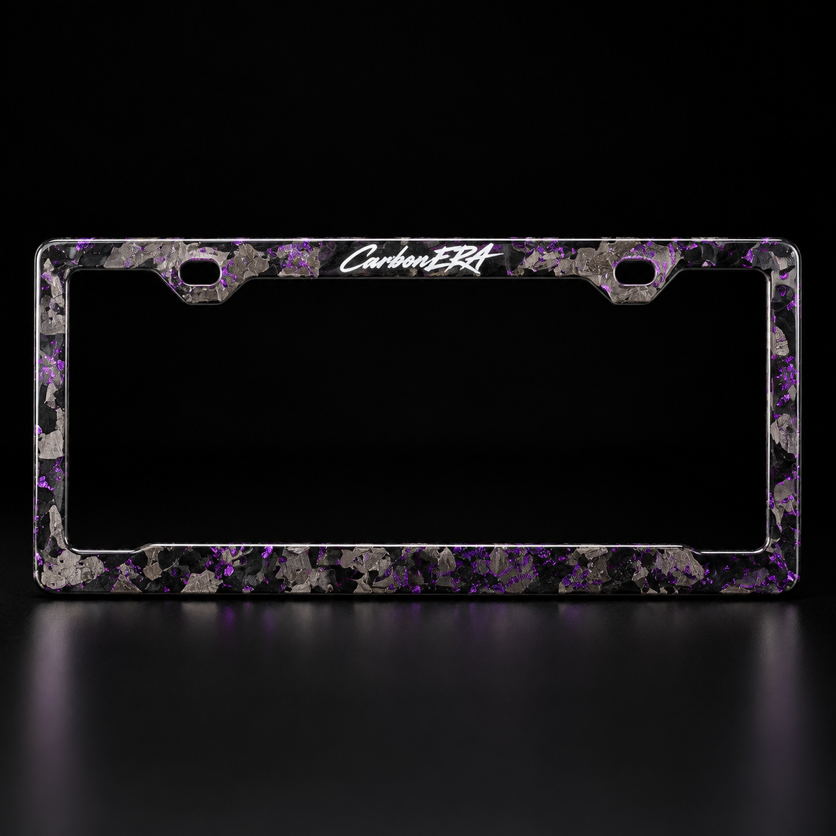 CarbonERA Purple Forged Carbon License Plate Frame – front view