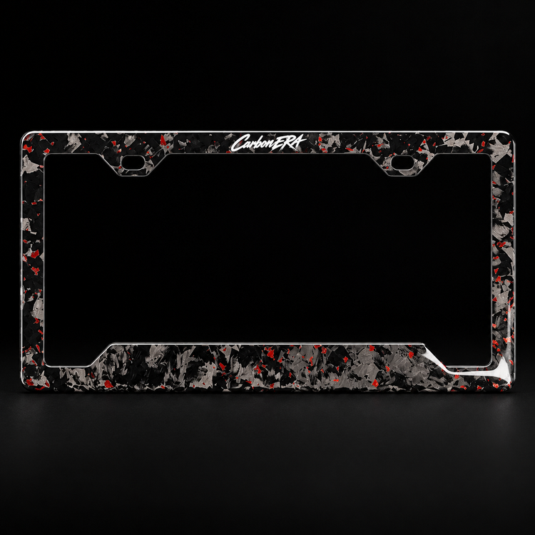 Carbon Era Red Forged Carbon License Plate Frame