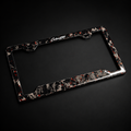 CarbonERA Red Forged Carbon License Plate Frame – angled view
