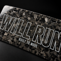 CarbonERA WILL RUN BUILT TO MOVE Forged Decorative License Plate – material detail view