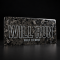 CarbonERA WILL RUN BUILT TO MOVE Forged Decorative License Plate – standing product view